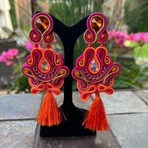 Unique colorful statement earrings